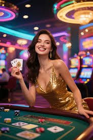 Dealer langsung di studio kasino 4d toto bermain blackjack dengan pemain
